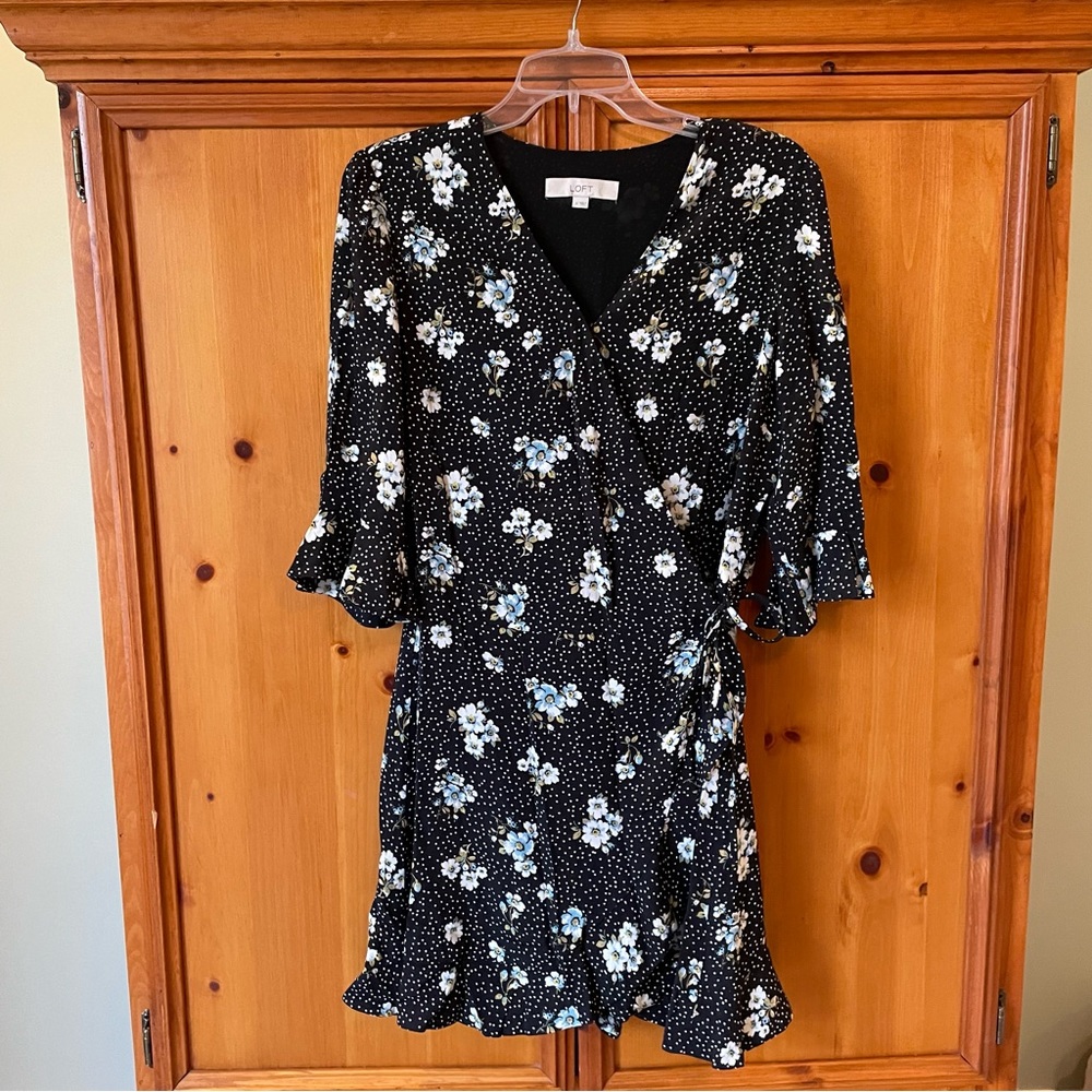 Navy Floral Wrap Dress/Romper